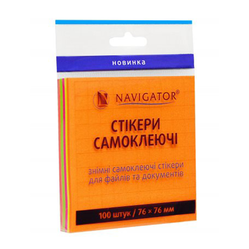 Стікер NV-76212 76*76мм 5кол.,100шт.,80г/м2,неон (12/432) (NAVIGATOR)